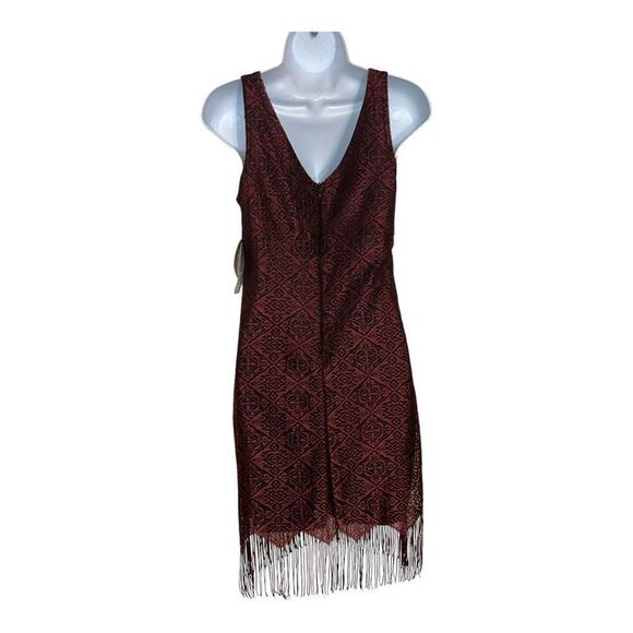 Heart Soul Beautiful vintage, made in the USA, deep red lace fringe mini dress - Picture 3 of 5